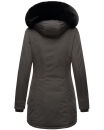 Marikoo Damen Winter Jacke Parka warm gefüttert B362 Anthrazit - Schwarzes Fell Größe M - Gr. 38