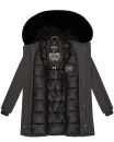 Marikoo Damen Winter Jacke Parka warm gefüttert B362 Anthrazit - Schwarzes Fell Größe M - Gr. 38