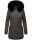 Marikoo Damen Winter Jacke Parka warm gefüttert B362 Anthrazit - Schwarzes Fell Größe M - Gr. 38