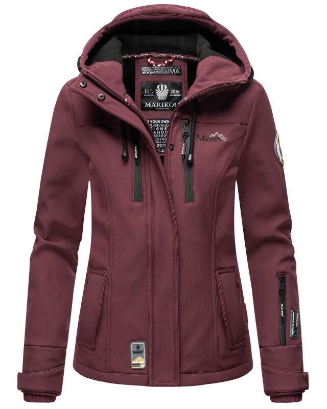 Marikoo Kleinezicke Damen Outdoor  Softshell Jacke Übergangsjacke B864 Weinrot Größe S - Gr. 36