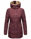 Marikoo warme Damen Winterjacke mit Kapuze Parka Kunstfell B817 Weinrot Größe XS - Gr. 34
