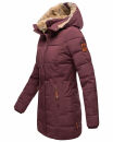Marikoo warme Damen Winterjacke mit Kapuze Parka Kunstfell B817 Weinrot Größe XS - Gr. 34