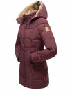 Marikoo warme Damen Winterjacke mit Kapuze Parka Kunstfell B817 Weinrot Größe XS - Gr. 34