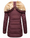 Marikoo warme Damen Winterjacke mit Kapuze Parka Kunstfell B817 Weinrot Größe XS - Gr. 34