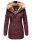 Marikoo warme Damen Winterjacke mit Kapuze Parka Kunstfell B817 Weinrot Größe M - Gr. 38