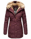 Marikoo warme Damen Winterjacke mit Kapuze Parka Kunstfell B817 Weinrot Größe L - Gr. 40