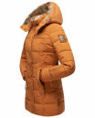 Marikoo warme Damen Winterjacke mit Kapuze Parka Kunstfell B817 Cinnamon Größe XS - Gr. 34