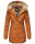 Marikoo warme Damen Winterjacke mit Kapuze Parka Kunstfell B817 Cinnamon Größe XS - Gr. 34