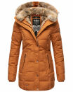 Marikoo warme Damen Winterjacke mit Kapuze Parka Kunstfell B817 Cinnamon Größe S - Gr. 36