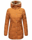 Marikoo warme Damen Winterjacke mit Kapuze Parka Kunstfell B817 Cinnamon Größe S - Gr. 36