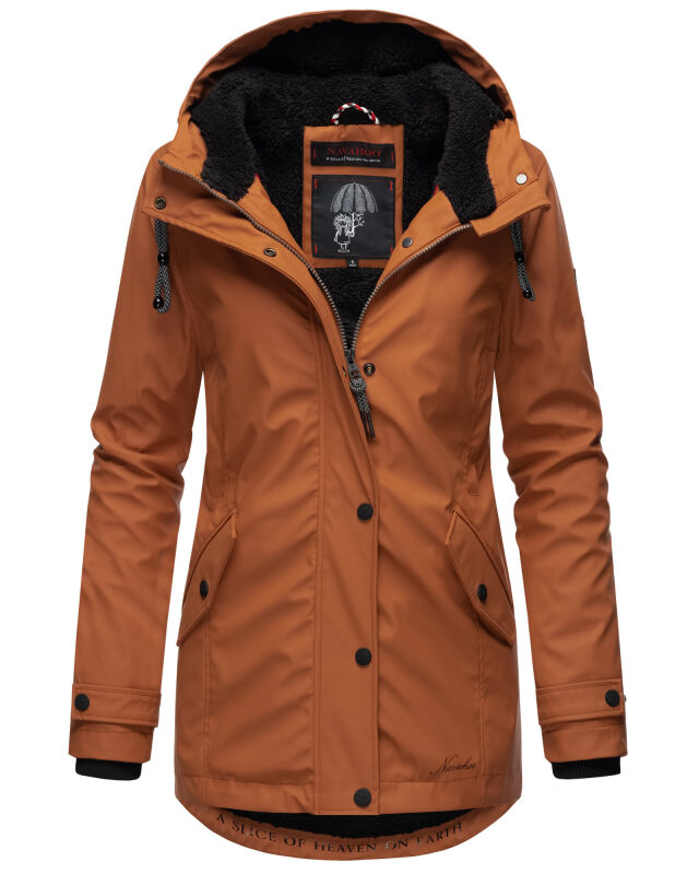 Navahoo Lindraa Damen Parka Regenjacke warm gefüttert Teddyfell Kapuze B847 Cinnamon Größe XXL - Gr. 44