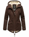 Marikoo Manolya Damen Winter Jacke Parka mit Teddyfell B376 Dark Choco Größe M - Gr. 38