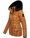 Navahoo Milianaa Damen Winter Steppjacke gefüttert Kapuze Kunstfell B846 Cinnamon Größe S - Gr. 36
