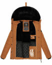 Navahoo Milianaa Damen Winter Steppjacke gefüttert Kapuze Kunstfell B846 Cinnamon Größe S - Gr. 36