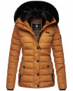 Navahoo Milianaa Damen Winter Steppjacke gefüttert Kapuze Kunstfell B846 Cinnamon Größe L - Gr. 40