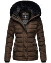Navahoo Milianaa Damen Winter Steppjacke gefüttert Kapuze Kunstfell B846 Dark Choco Größe M - Gr. 38