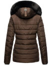 Navahoo Milianaa Damen Winter Steppjacke gefüttert Kapuze Kunstfell B846 Dark Choco Größe M - Gr. 38