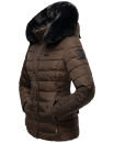 Navahoo Milianaa Damen Winter Steppjacke gefüttert Kapuze Kunstfell B846 Dark Choco Größe M - Gr. 38
