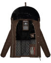Navahoo Milianaa Damen Winter Steppjacke gefüttert Kapuze Kunstfell B846 Dark Choco Größe M - Gr. 38