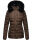 Navahoo Milianaa Damen Winter Steppjacke gefüttert Kapuze Kunstfell B846 Dark Choco Größe M - Gr. 38