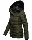 Navahoo Milianaa Damen Winter Steppjacke gefüttert Kapuze Kunstfell B846 Olive Größe XS - Gr. 34