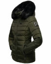 Navahoo Milianaa Damen Winter Steppjacke gefüttert Kapuze Kunstfell B846 Olive Größe XS - Gr. 34