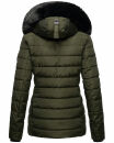 Navahoo Milianaa Damen Winter Steppjacke gefüttert Kapuze Kunstfell B846 Olive Größe XS - Gr. 34