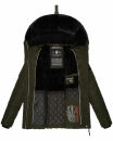 Navahoo Milianaa Damen Winter Steppjacke gefüttert Kapuze Kunstfell B846 Olive Größe XS - Gr. 34