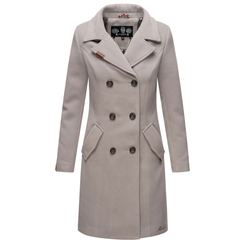 Marikoo Nanakoo Damen Mantel Trenchcoat Wintermantel Übergangs Jacke B820 Zink Grau Größe XL - Gr. 42