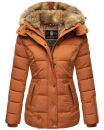 Marikoo Nekoo warm gefütterte Damen Winter Jacke mit Kunstfell B658 Cinnamon Größe XS - Gr. 34