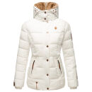 Marikoo Nekoo warm gefütterte Damen Winter Jacke mit Kunstfell B658 Weiss Größe S - Gr. 36