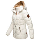 Marikoo Nekoo warm gefütterte Damen Winter Jacke mit Kunstfell B658 Weiss Größe S - Gr. 36