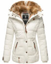 Marikoo Nekoo warm gefütterte Damen Winter Jacke mit Kunstfell B658 Weiss Größe M - Gr. 38