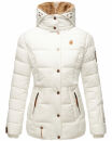 Marikoo Nekoo warm gefütterte Damen Winter Jacke mit Kunstfell B658 Weiss Größe M - Gr. 38