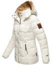 Marikoo Nekoo warm gefütterte Damen Winter Jacke mit Kunstfell B658 Weiss Größe M - Gr. 38