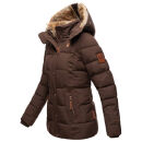 Marikoo Nekoo warm gefütterte Damen Winter Jacke mit Kunstfell B658 Dark Choco Größe S - Gr. 36