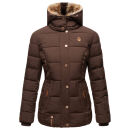 Marikoo Nekoo warm gefütterte Damen Winter Jacke mit Kunstfell B658 Dark Choco Größe M - Gr. 38