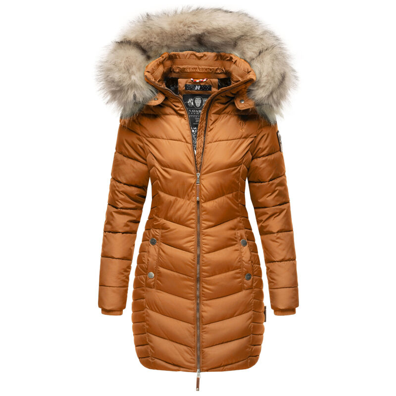 Navahoo Nimalaa warme Damen Winterjacke Steppjacke Teddyfell Kapuze B821 Cinnamon Größe S - Gr. 36