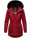 Navahoo Olessaa Damen Winter Jacke Winterjacke halblang Kapuze Kunstfell B869 Blood Red Größe S - Gr. 36