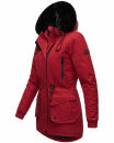 Navahoo Olessaa Damen Winter Jacke Winterjacke halblang Kapuze Kunstfell B869 Blood Red Größe M - Gr. 38
