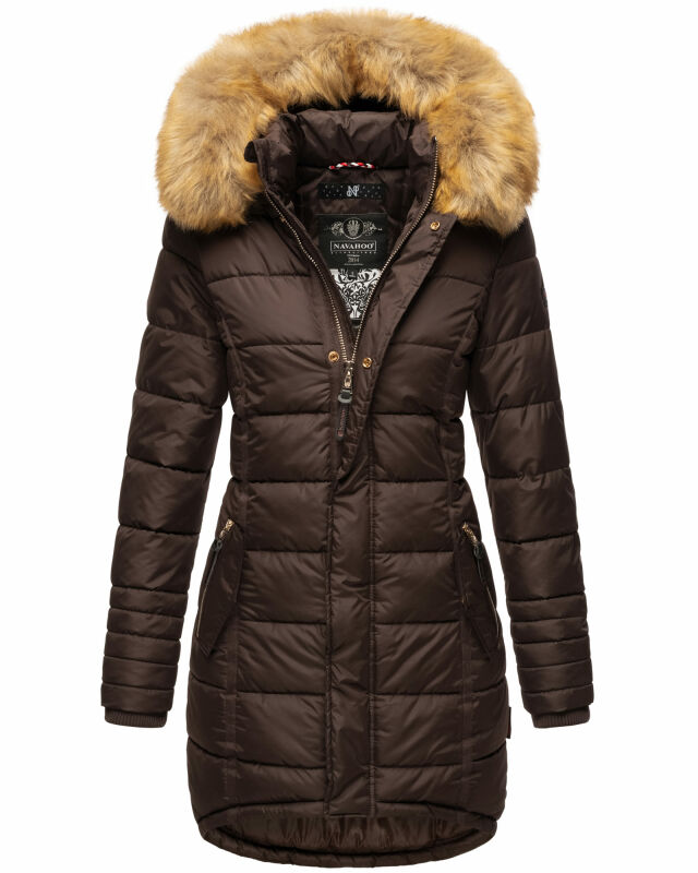 Navahoo Damen Winter Jacke Steppjacke warm gefüttert B374 Dark Choco Größe S - Gr. 36