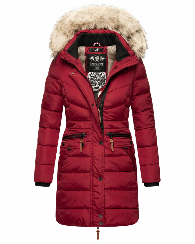 Navahoo Paula Damen Winter Jacke Mantel Parka warm gefütterte Winterjacke B383 Blood Red Größe XXL - Gr. 44