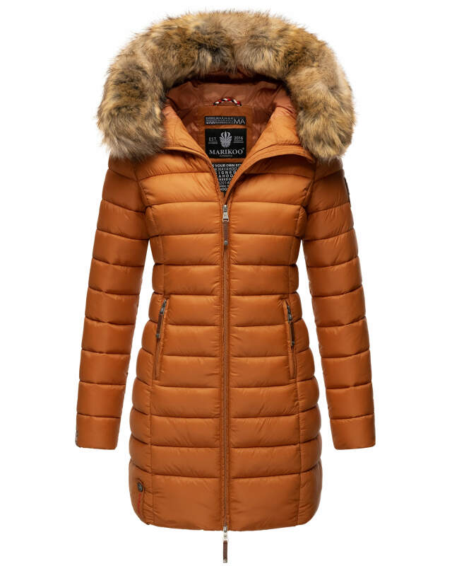 Marikoo Rose Damen Winter Jacke gesteppt lang B647 Cinnamon Größe XS - Gr. 34