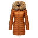 Marikoo Rose Damen Winter Jacke gesteppt lang B647 Cinnamon-Größe XS - Gr. 34
