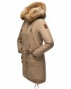 Navahoo Rosinchen Damen Winterjacke Parka gefüttert Kapuze B824 Taupe Größe XS - Gr. 34