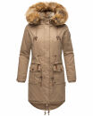 Navahoo Rosinchen Damen Winterjacke Parka gefüttert Kapuze B824 Taupe Größe S - Gr. 36