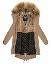 Navahoo Rosinchen Damen Winterjacke Parka gefüttert Kapuze B824 Taupe Größe S - Gr. 36