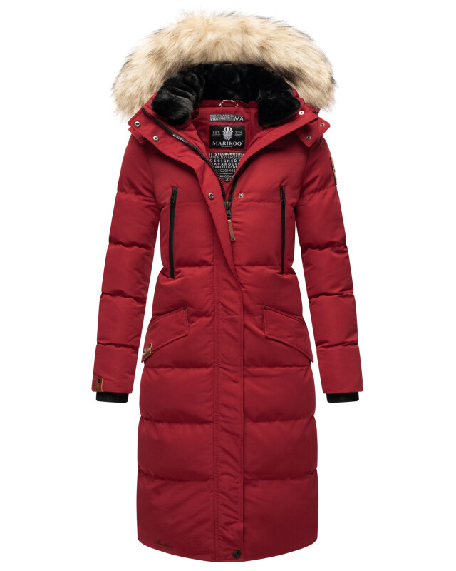 Marikoo Schneesternchen Damen Winterjacke Parka Mantel lang Kapuze B890 Blood Red Größe S - Gr. 36