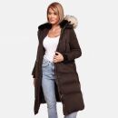 Marikoo Schneesternchen Damen Winterjacke Parka Mantel lang Kapuze B890 Dark Choco Größe L - Gr. 40