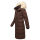 Marikoo Schneesternchen Damen Winterjacke Parka Mantel lang Kapuze B890 Dark Choco Größe L - Gr. 40
